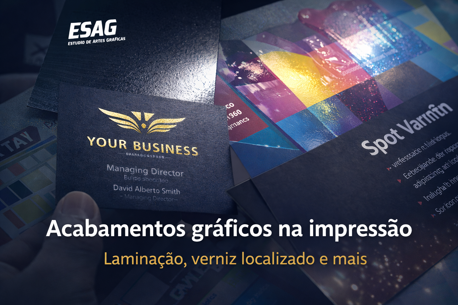 acabamentos gráficos na impressão com laminação e verniz localizado